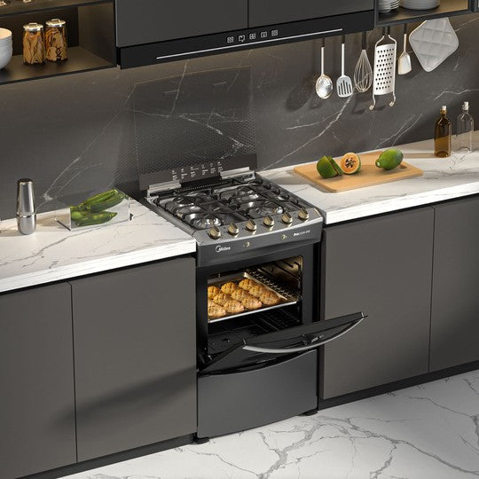 Cocina a Gas 4 Quemadores con Grill Carbon Gre