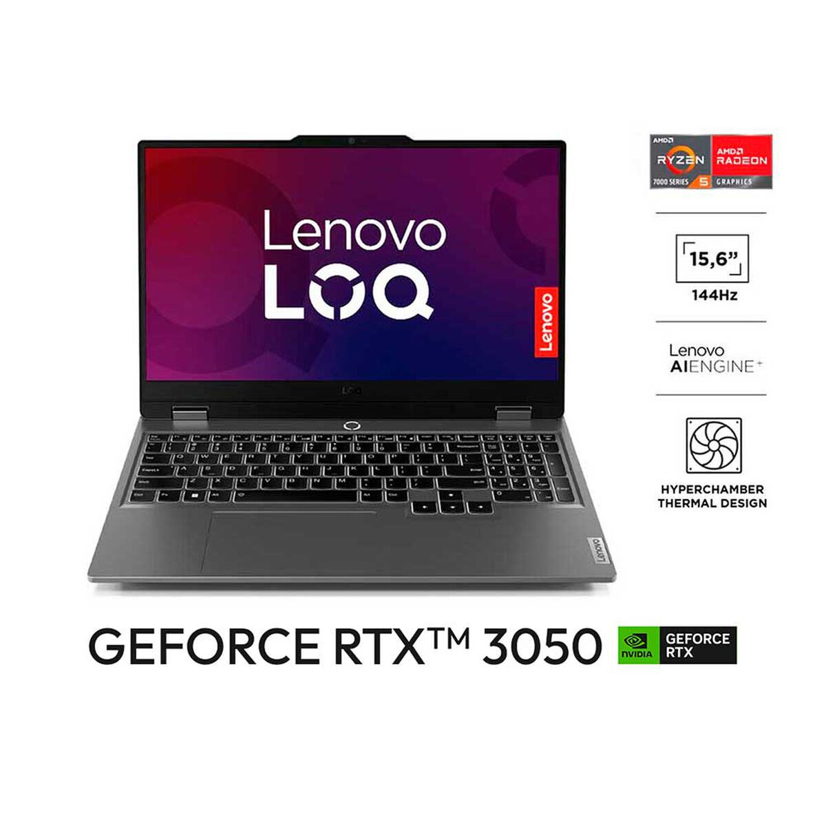 Notebook Gamer Lenovo LOQ AMD Ryzen 5 16 GB RAM 512 GB SSD 15,6" NVIDIA RTX3050